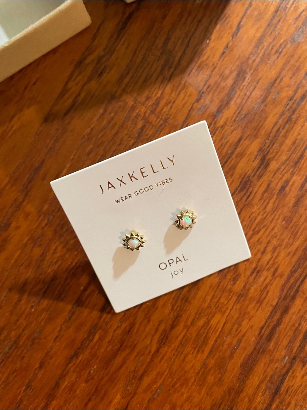 Opal Joy Gold Sunburst Stud Earrings - Iridescent Opal